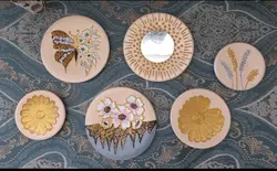 ست دیوار کوب گلبهی توسی طرح گل وگندم وآینه پروانه طلایی برجسته