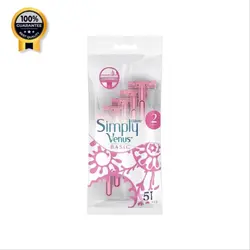 تیغ ژیلت GILLETTE دو لبه سیمپلی ونوس مدل بیسیک SIMPLY VENUS BASIC بسته 5 عددی