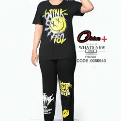 لباس زنانه ست لباس راحتی زنانه ست تیشرت و شلوار زنانه طرح emoji