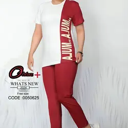 ست لباس راحتی زنانه ست تیشرت و شلوار فری سایز ۳۶ تا ۴۴ جنس پنبه سوپر