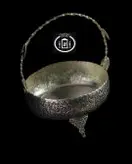 شکلات خوری دسته دار شبه نقره قلم گل و مرغ ممتاز