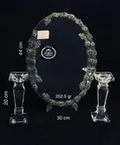 (آینه و شمعدان نقره) آینه نقره بیضی ساده و شمعدان کریستال نقره مدل گل رز ریخته گری ممتاز عیار ۸۴