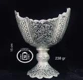 کشکول نقره قلم گل و مرغ و اسلیمی سیاه قلم پتینه ممتاز عیار ۸۴ استاندارد ایران