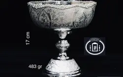 جام آجیل خوری نقره قلم گل و مرغ و اسلیمی عیار ۸۴