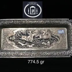 رولت خوری دسته دار نقره قلم مینیاتور ممتاز عیار ۸۴ استاندارد ایران