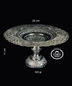 شیرینی خوری نقره پایه دار قلم گل و اسلیمی ممتاز عیار ۸۴ استاندارد ایران