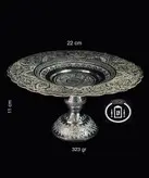 شیرینی خوری نقره پایه دار قلم گل و اسلیمی ممتاز عیار ۸۴ استاندارد ایران