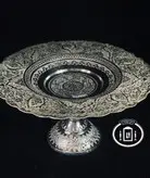 شیرینی خوری نقره پایه دار قلم گل و اسلیمی ممتاز عیار ۸۴ استاندارد ایران