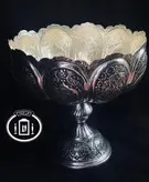 جام میوه خوری شبه نقره قلم گل و مرغ و اسلیمی سیاه قلم ممتاز