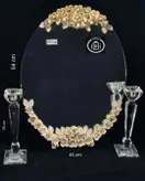 (آینه و شمعدان نقره) آینه نقره چهارگوش و شمعدان تک شاخه کریستال نقره مدل گل رز ریخته گری مومی ممتاز عیار ۸۴