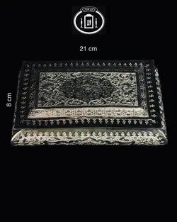 جعبه کارد و چنگال درب دار شبه نقره قلم گل و مرغ و اسلیمی ممتاز