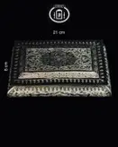 جعبه کارد و چنگال درب دار شبه نقره قلم گل و مرغ و اسلیمی ممتاز