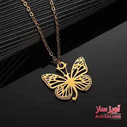 گردنبند حرف انگلیسی J با طرح پروانه کد 102258