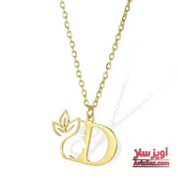 گردنبند حرف انگلیسی D طرح صورت و گل کد 102221