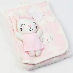 پتو مخملی نوزاد با عروسک baby buddies