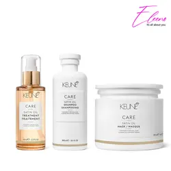 پک احیا کننده مو کئون شامپو ماسک مو و روغن Keune Satin Oil &bull; الینو