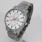 ساعت بندفلزی مردانه نقره ای ضدآب ارسال رایگان سفید تاریخ شمار عقربه ای اسپرت کادوی خاص ساعت نقره ای