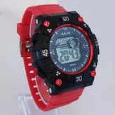 WATCH ارسال رایگان ساعت مچی دیجیتال قرمز مشکی اسپرت ضدآب کرنومتر دار چراغدار تایمر باکیفیت تاریخ شمار