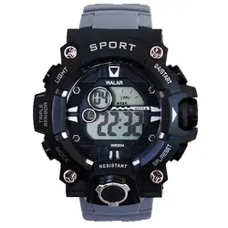 ارسال رایگان ساعت مچی دیجیتال طوسی مشکی اسپرت ضدآب کرنومتر دار چراغدار تایمر هدیه ویژه Sport تاریخ شمار