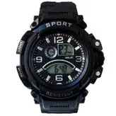 ارسال رایگان WALAR ساعت مشکی اسپرت ضد ضربه چراغ دار کرنومتر والار Sport ضدآب کادوی تولد هدیه خاص فروش عمده
