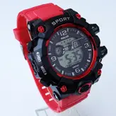 ارسال رایگان ساعت مچی دیجیتال قرمز مشکی اسپرت ضدآب کرنومتر دار چراغدار تایمر باکیفیت Sport تاریخ شمار