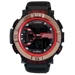 ساعت اسپرت قرمز مشکی دیجیتال پسرانه ضدآب جی شاک چراغدار کرنومتر آلارم زنگ هشدار ارسال رایگان تاریخ شمار Sport کادوتولد