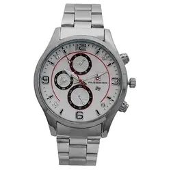 ساعت بندفلزی مردانه ضدآب ارسال رایگان نقره ای سفید تاریخ شمار عقربه ای اسپرت کادوی خاص ساعت نقره ای