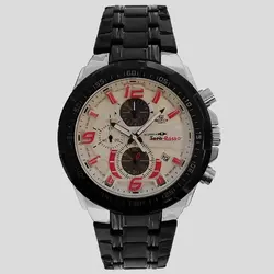 ساعت مچی مردانه کاسیو ادیفیس EDIFICE CASIO بندفلزی سه موتوره فعال کرنوگراف مشکی تاریخ شمار رنگ ثابت.ضد اب