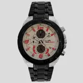 ساعت مچی مردانه کاسیو ادیفیس EDIFICE CASIO بندفلزی سه موتوره فعال کرنوگراف مشکی تاریخ شمار رنگ ثابت.ضد اب