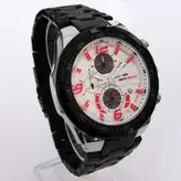 ساعت مچی مردانه کاسیو ادیفیس EDIFICE CASIO بندفلزی سه موتوره فعال کرنوگراف مشکی تاریخ شمار رنگ ثابت.ضد اب