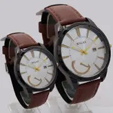 ست ساعت بندچرمی والار WALAR جفتی زنانه و مردانه ارسال رایگان ضدآب قهوه ای کادو خاص حراج ساعت فروش ویژه تاریخ شمار