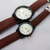 ست ساعت بندچرمی والار WALAR جفتی زنانه و مردانه ارسال رایگان ضدآب قهوه ای کادو خاص حراج ساعت فروش ویژه تاریخ شمار