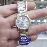 ساعت ست کاسیو زنانه و مردانه CASIO تقویم دار بند استیل موتور ژاپن داخل صفحه و پشت ساعت هم حک شده ارسال رایگان با جعبه