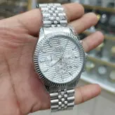 ساعت رولکس مردانه 3موتور فعال استیل تقویم دار ضدآب رنگ ثابت قفل مخفی قفل پروانه ای ارسال رایگان همراه با جعبه رایگان