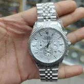ساعت رولکس مردانه 3موتور فعال استیل تقویم دار ضدآب رنگ ثابت قفل مخفی قفل پروانه ای ارسال رایگان همراه با جعبه رایگان