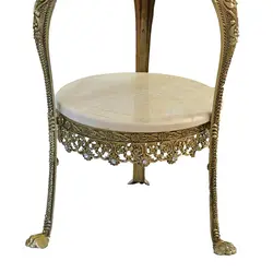 میز دوطبقه تلفن قطر 40 سانت با وزن تقریبی 6 کیلوگرم و رنگ انتیک ضدخش