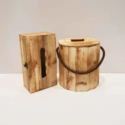 ست سطل و جادستمال 300 برگ رنگ روشن