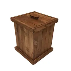 سطل چوبی چهارگوش بزرگ رنگ قهوه ای