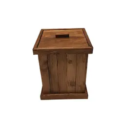 سطل چوبی چهارگوش بزرگ رنگ قهوه ای