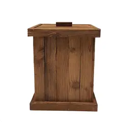 سطل چوبی چهارگوش بزرگ رنگ قهوه ای