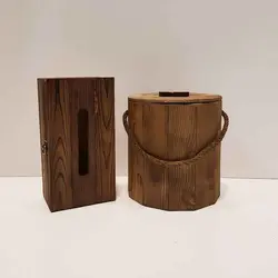 ست سطل و جادستمال 300 برگ رنگ قهوه ای