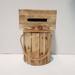 ست سطل و جادستمال کاغذی چوبی 300 برگ رنگ روشن بدون چفت