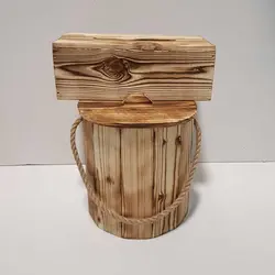 ست سطل و جادستمال کاغذی چوبی 300 برگ رنگ روشن بدون چفت