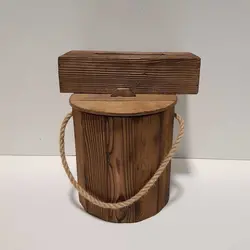 ست سطل و جادستمال کاغذی چوبی 200 برگ رنگ قهوه ای