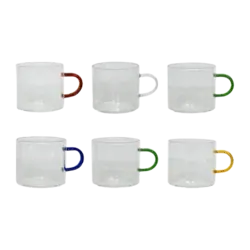 شات اسپرسو پیرکس دسته رنگی بسته 6 عددی