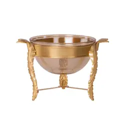سوفله سالاد خوری گرد متوسط مدل پایه برگی برنجی کد 7006-B
