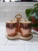 جا ادویه اپل مسی درب چوبی چهارتایی