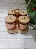 جا ادویه اپل مسی درب چوبی چهارتایی