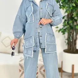 نام : شومیز جین ریش جنس : جین اصل ضخیم