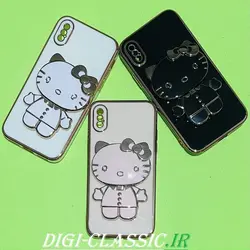 قاب گوشی Iphone X - iPhone XS آیفون اورجبنال طرح ژله ای کیتی KITTY مای کیس گلد لاین آینه ای دور طلایی محافظ لنز دار در رنگ بندی متنوع کد 1